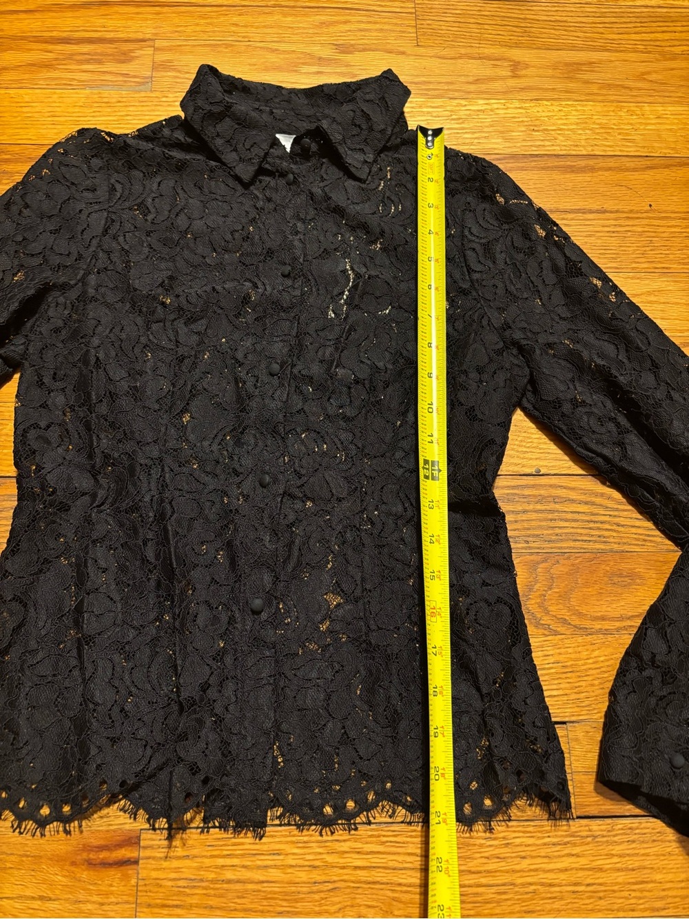 ZARA Black Lace Button-Down Collared Shirt - Picture 4 of 12